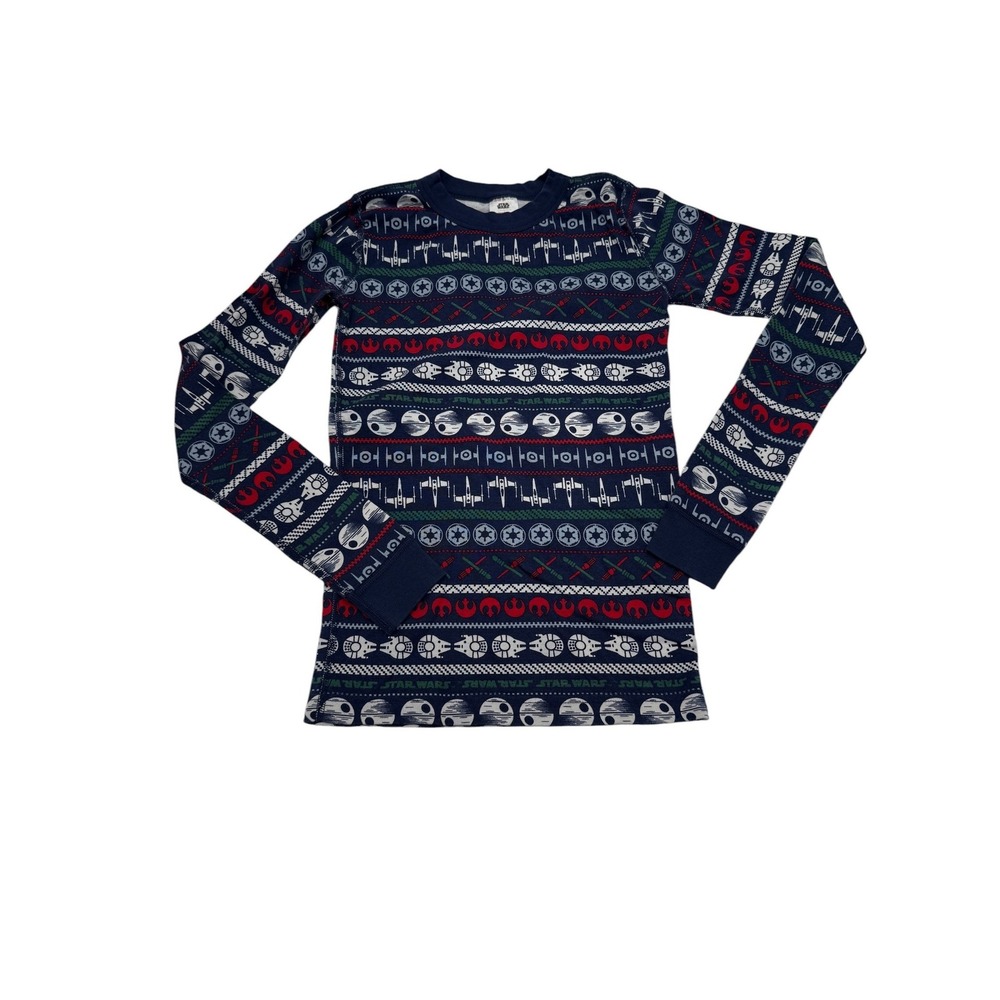 Hanna‎ Andersson Star Wars Pajama Top Kids 14 16 Navy Fair Isle Organic Cotton